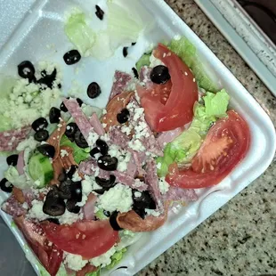 Large Antipasto Salad! No, we weren&apos;t missing half! We could resort to eat it! Delish!!!
