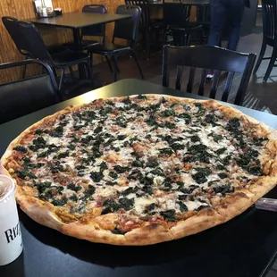 Giant Sausage and Spinach pizza!!