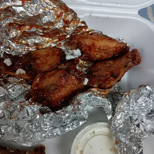 5 tiny BBW wings that came with fries for $16