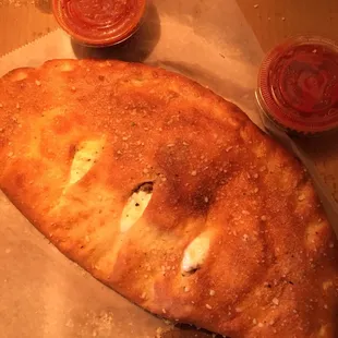 Meatball calzone. Cooked perfectly.