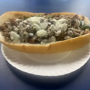 Steak Bomb (steak, onion, pepper, mushroom, sausage and cheese)