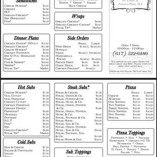 Updated Menu
