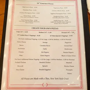 menu