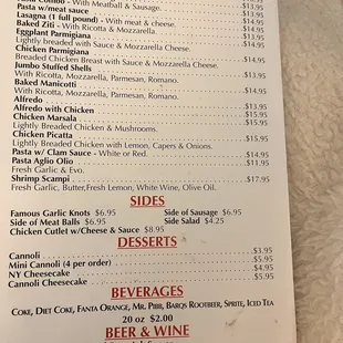 Last page of menu.