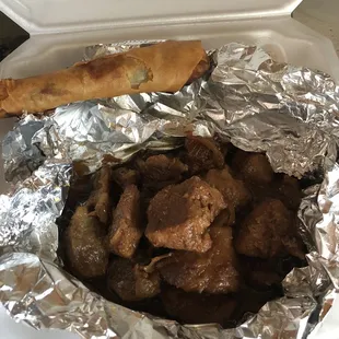 Large portion of meat for lunch.  Will eat the second half tomorrow for lunch.