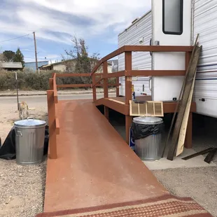 This is the ramp complete and being used as you can see there are trash cans clean yard would not let me have a storage unit others did