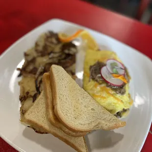 Green Chile Brisket omelette