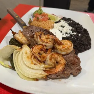 Carne Asada and Shrimp