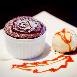 Warm Bitter Sweet Chocolate Soufflé w/ Organic Spiced Pumpkin Ice Cream