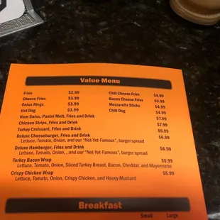 menu