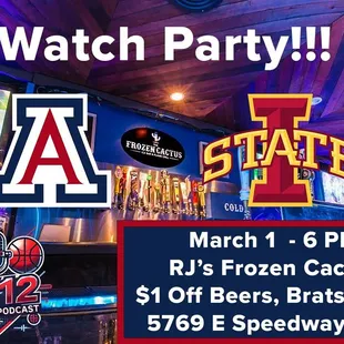 Arizona watch party march madness @ the Frozen cactus