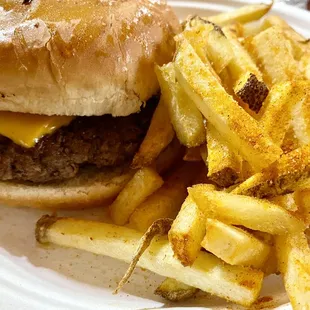 Cheeseburger and fries