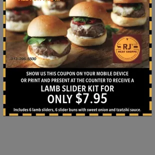 Lamb Slider Coupon !!