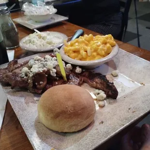 Rib eye and Mac and cheese