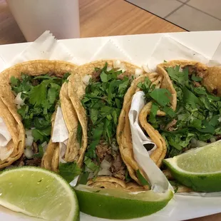 Three steak tacos