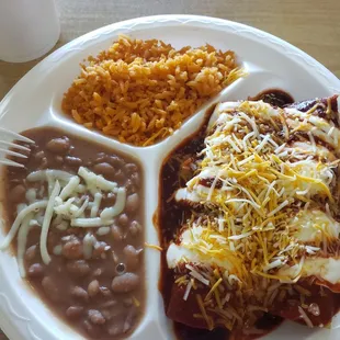 chicken enchiladas, rice &amp; beans. #yum #ReviewsByRL