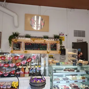 a display of pastries and desserts