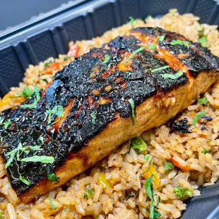 Blackened Salmon Fried Rice
