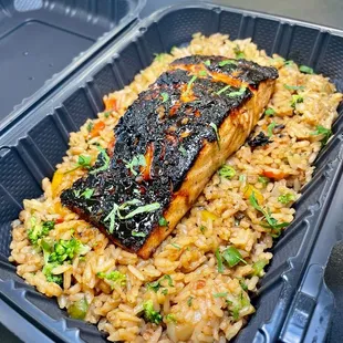 Blackened Salmon Fried Rice