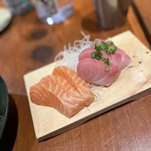 Salmon and hamachi sashimi