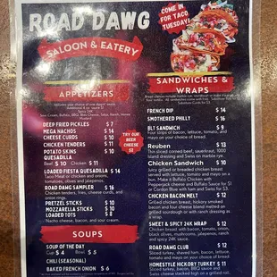 Menu front