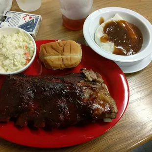 Half rack of ribs,  2 sides,  sweet tea for $13.99