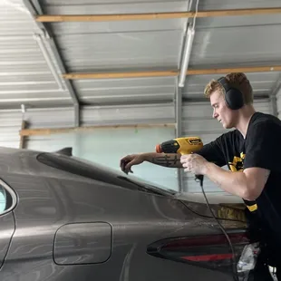 Window Tint Tech Shrinking tint to fit window