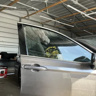 Wind tint being applied on the window