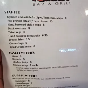 the menu