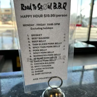 Happy hour Mon-Fri $19.99/person