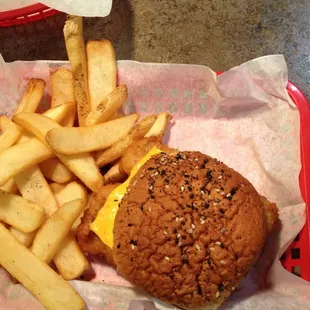 a burger and french fries