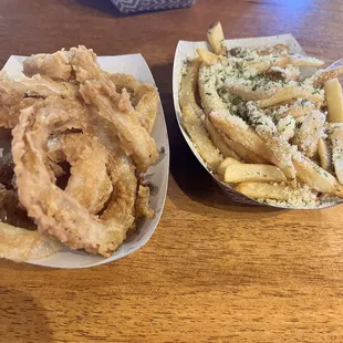 Onion rings and truffle frys