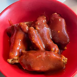 a bowl of hot dogs
