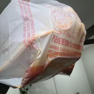 Our food in the bag it came in.