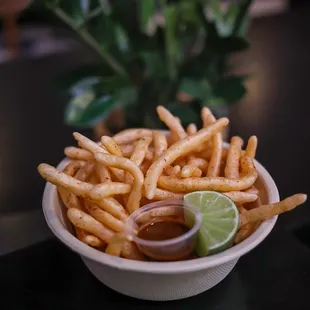 a bowl of french fries