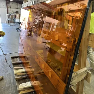 Really cool amber-colored window film we did for a local construction company
