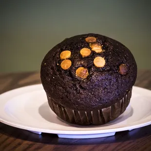 Chocolate chocolate chip muffin, regular chocolate chip muffins available also!