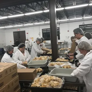 Volunteers packing crackers