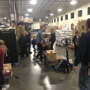 Volunteers packing pallets