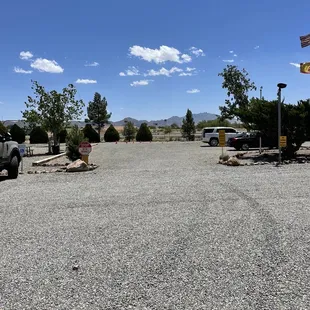 a parking lot with cars parked in it