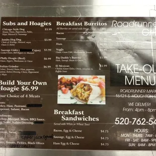 take out menu and prices