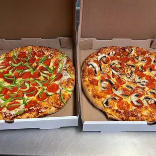 two pizzas in a box