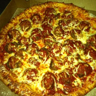 Meatball pizza.