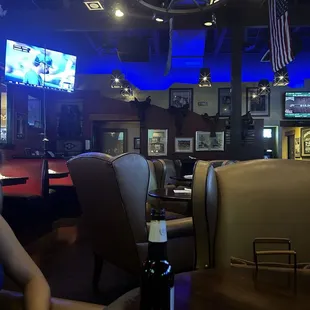 Very spacious and comfortable seating. Plenty of large TVs around