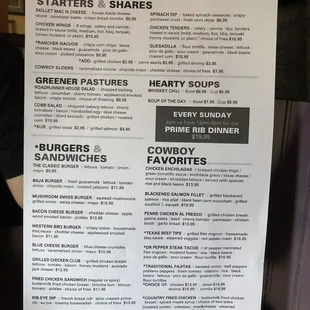 Food menu as of April 2021