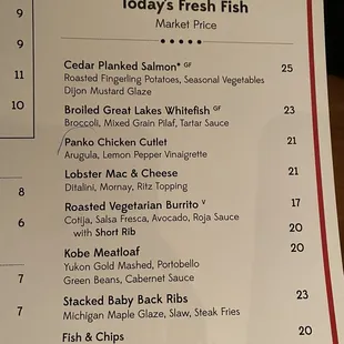 Fish menu