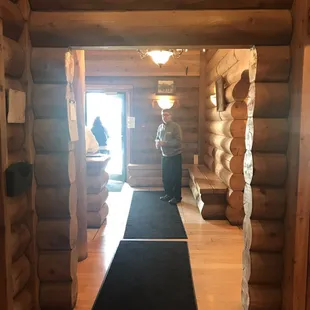 A view of the entrance from the restaurant.