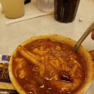 Chili with noodles??  Different but tasty