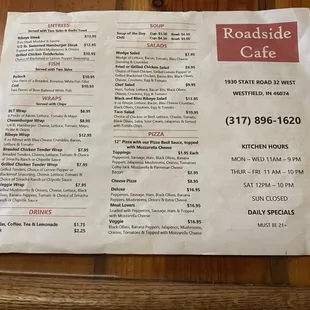 a menu on a wooden table