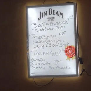 Daily specials board.